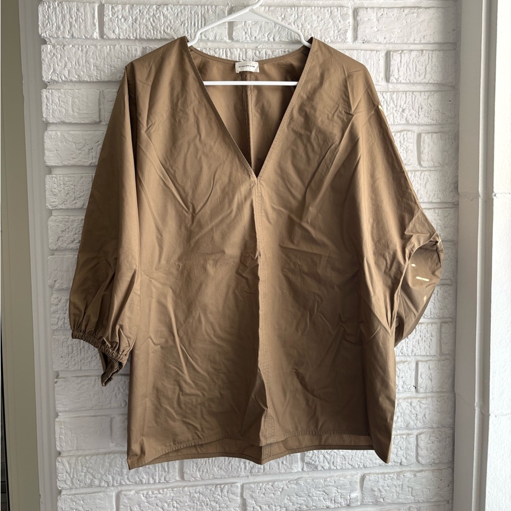 By Malene Birger Tan V-Neck Balloon Sleeve Tunic